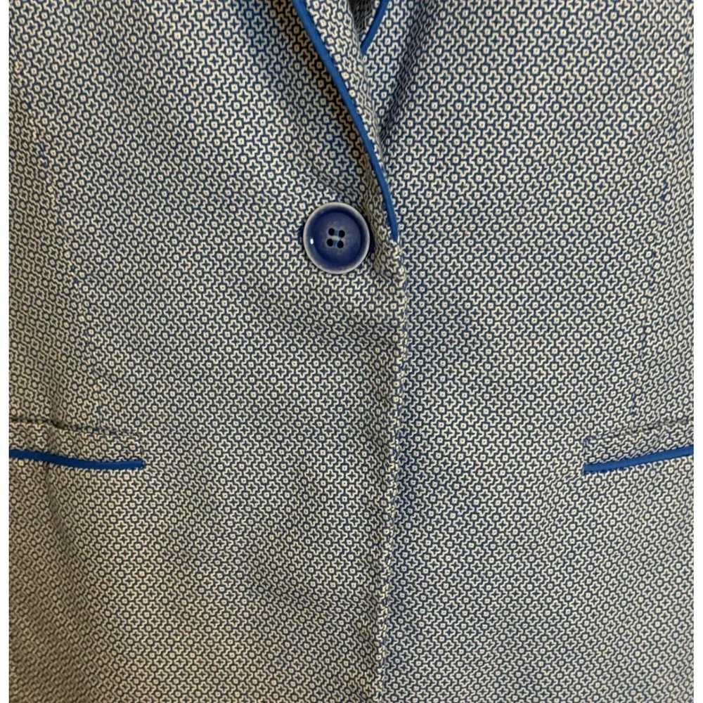 🆕 THE LIMITED Vintage Blue Geometric Print Single Button Blazer Jacket EUC L‎